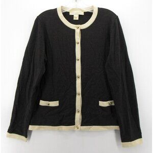 Coach Sweater Large Merino Wool Cardigan Classic Silver Buttons